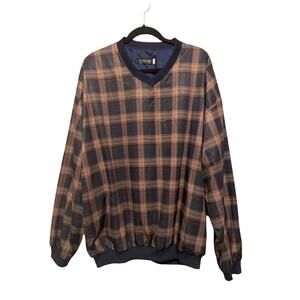 TOSANI Sweater XL Mens Plaid Pullover‎ Vintage V Neck Polyester Nylon Pockets